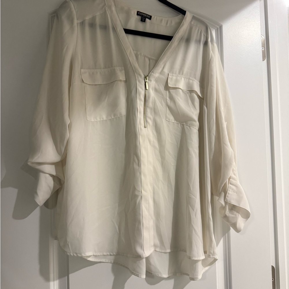 Elegant Cream and Navy Blouse-Bundle